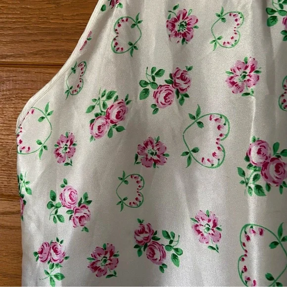 Vintage 90s pink floral heart print slip dress - Picture 2 of 4